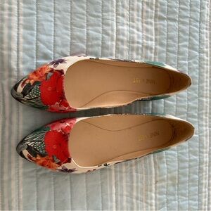 Nine West Women's Floral Print Flats - Red, Green and Pink